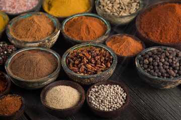 Obraz na płótnie Canvas Colorful spices in bowl background