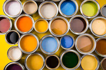 Background from multi color cans of paint