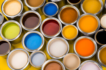 Background from multi color cans of paint