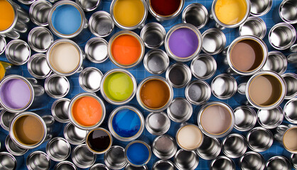 Background from multi color cans of paint