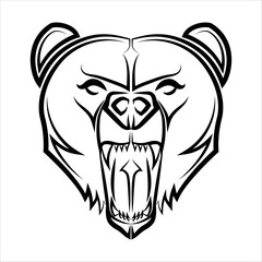 Black and white line art of bear head Good use for symbol mascot icon avatar tattoo T Shirt design logo