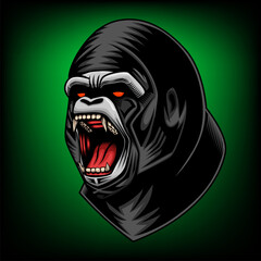Vector illustration of gorilla head Good use for symbol mascot icon avatar tattoo T Shirt design logo