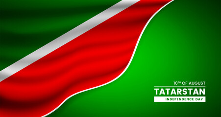 Abstract independence day of Tatarstan background with elegant fabric flag and typographic illustration