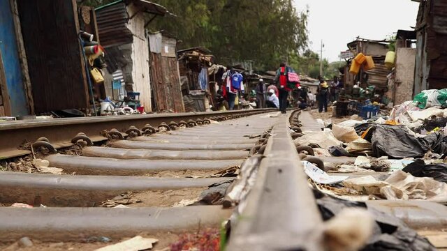 Railway in Kibera, Nairobi, Low angle
