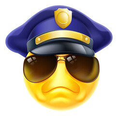 Angry Policeman Emoticon Emoji Face Cartoon Icon