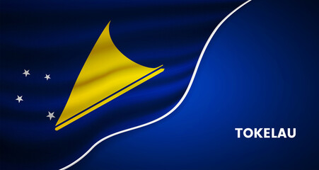 Abstract national day of Tokelau background with elegant fabric flag and typographic illustration