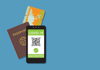 Valid digital vaccination in health passport mobile phone app.