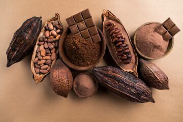 Chocolate sweet, cocoa and food dessert background