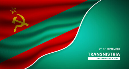 Abstract independence day of Transnistria background with elegant fabric flag and typographic illustration
