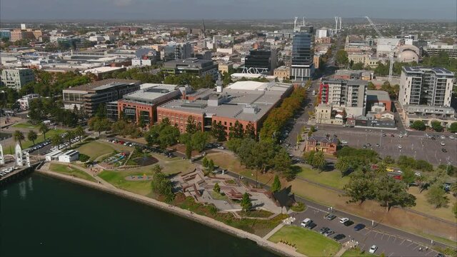 Geelong waterfront aerial 4K overview