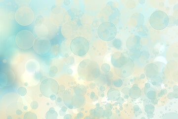 Abstract gradient turquoise light blue yellow shiny blurred background texture with circular bokeh lights. Beautiful backdrop. Space for design.