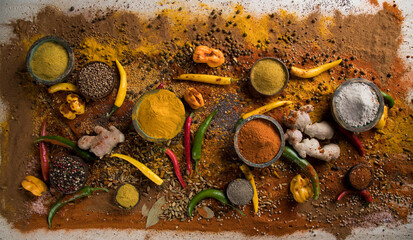 Spice Still Life on stone background