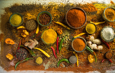Spice Still Life on stone background