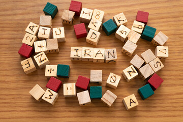 ブロックの手書き文字・国名「イラン・イスラム共和国」