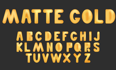 Set of letters. English alphabet, coloring - with a mesh gradient, coloring - matte gold. Vector illustration for the design of posters, covers, cards, banners, etc.