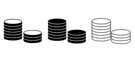 Outline coins icon. Money stacked coins icon. Vector illustration.