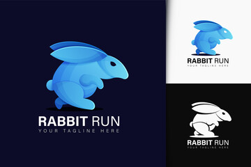 Colorful gradient rabbit run logo