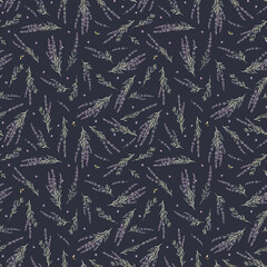 Beautiful seamless floral provence pattern with watercolor hand drawn gentle lavander flowers. Stock illustration.