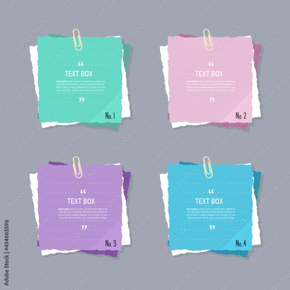 Poster Text box design with notepapers sticker design element.