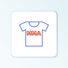 Line T-shirt with fight club MMA icon isolated on white background. Mixed martial arts. Colorful outline concept. Vector
