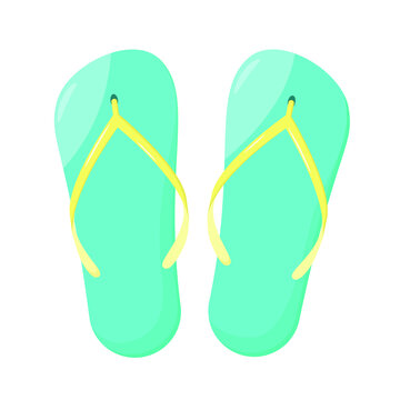 Blue flip-flops on a white background. Summer shoes.