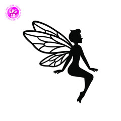 beautiful fairy silhouette vector template