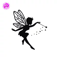 Fotobehang beautiful fairy silhouette vector template © KHAz