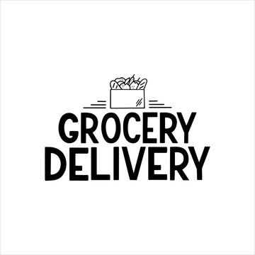 Grocery Delivery hand drawn lettering. Vector typography quote for delivery service, website, mobile app, poster, media content, banner, template. EPS 10.