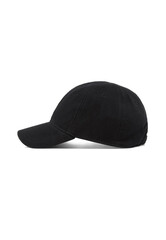 Black baseball cap. Side view