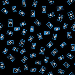 Line Baseball ticket icon isolated seamless pattern on black background. Vector