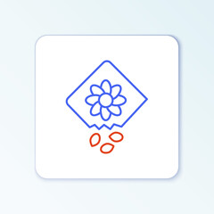 Line Pack full of seeds of a specific plant icon isolated on white background. Colorful outline concept. Vector