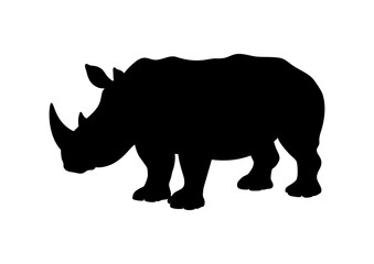 One rhinoceros black silhouette icon vector. Rhinoceros icon isolated on a white background. Animal of the African continent