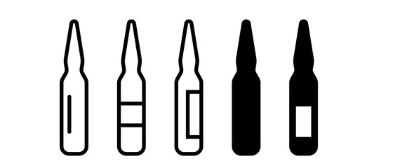 Black set of ampoules icons