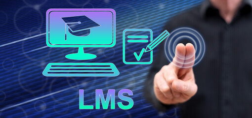 Man touching a lms concept