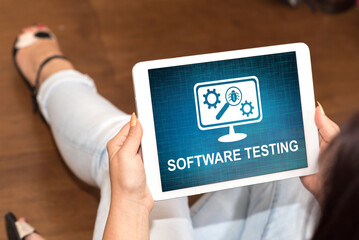 Software testing concept on a tablet
