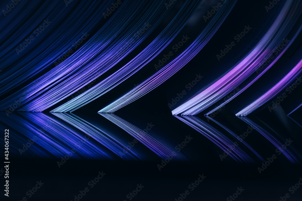 Aufkleber close up beautiful book pages in the blue light on a night. background pattern for design. macro pho