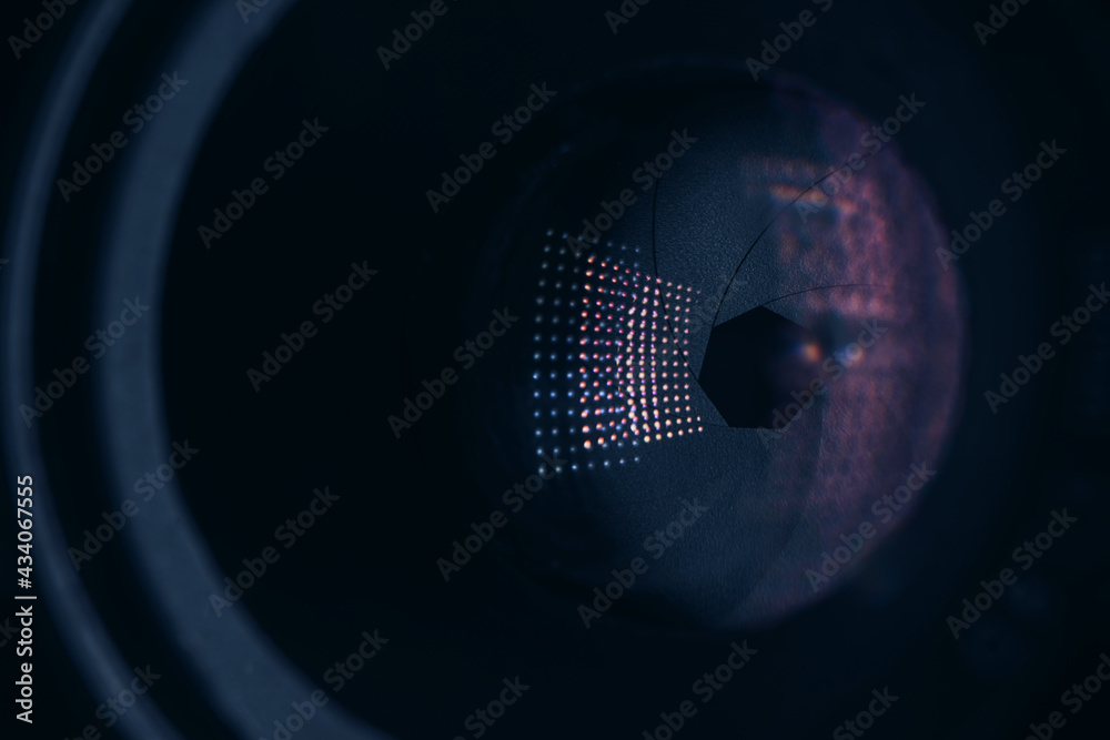 Aufkleber Beautiful abstract camera lens with  glass reflection.  Background pattern for design.