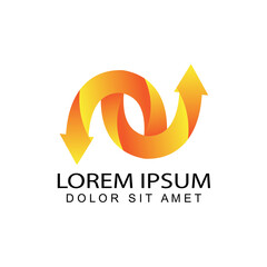 modern rounded arrow finance logo template design vector in isolated background