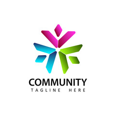 Human social, unity, together, connection, relation, community logo template design vector with isolated background