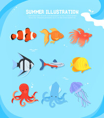 Cool Summer Related Object Illustration 