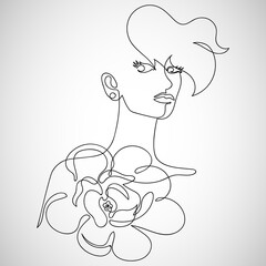 Surreal Faces Continuous Line Woman and Flower on white background, Modern design, Idea, Inspiration, fashion concept, Trendy style. Vector design illustration
