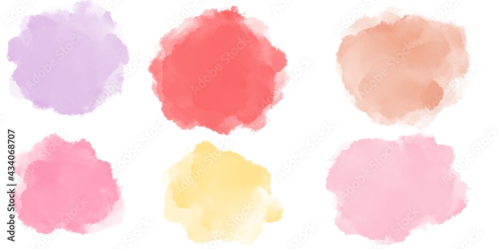 Poster Set of watercolor circles multicolored. Bundle set of vector colorful watercolor backgrounds for business card or flyer template
