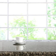 Fresh coffee and white spring window 