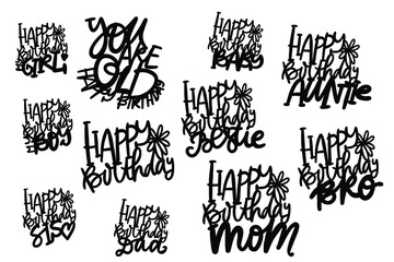 Happy Birthday. Hand lettering illustration. Cake topper or paper card