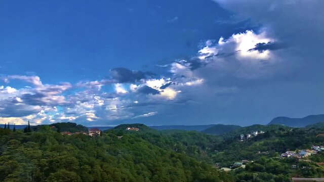 Cumulus rolling clouds timelapse in Dalat, Vietnam's honeymoon capital