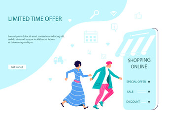 Webpage of People going for shopping to smartphone.