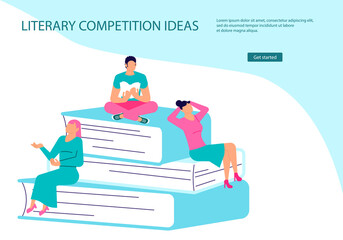 Tiny people reading and writing classic verses