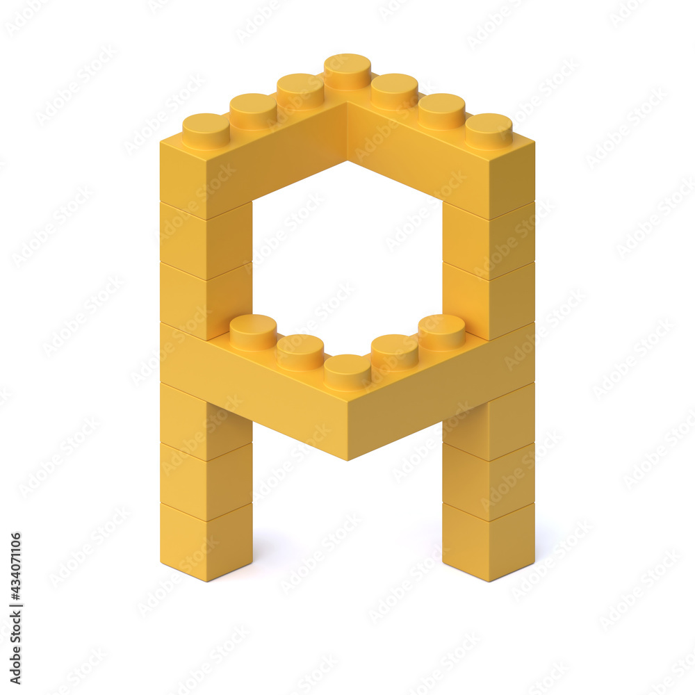 Poster building blocks font 3d rendering letter a