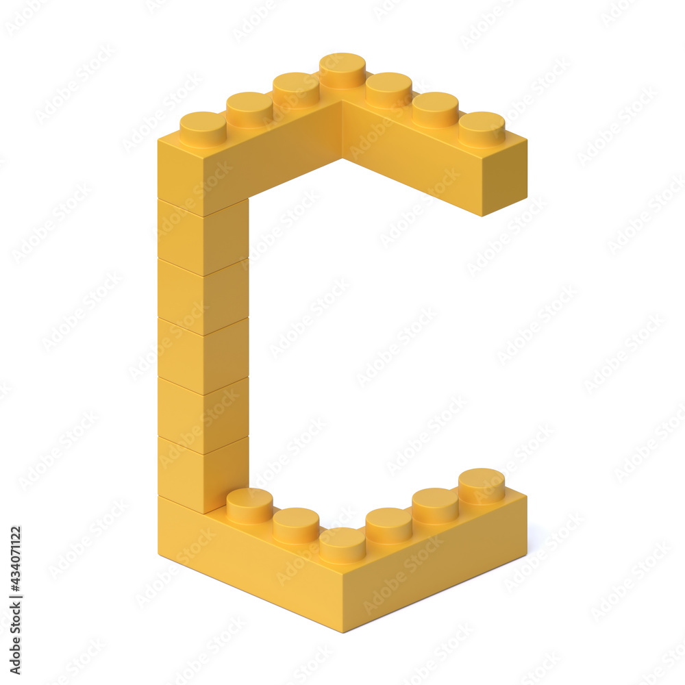 Poster building blocks font 3d rendering letter c