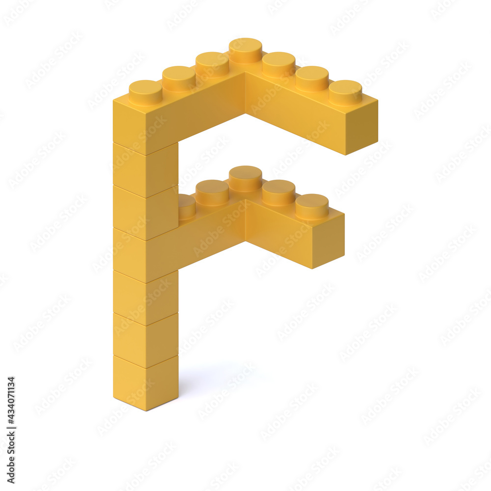 Poster building blocks font 3d rendering letter f